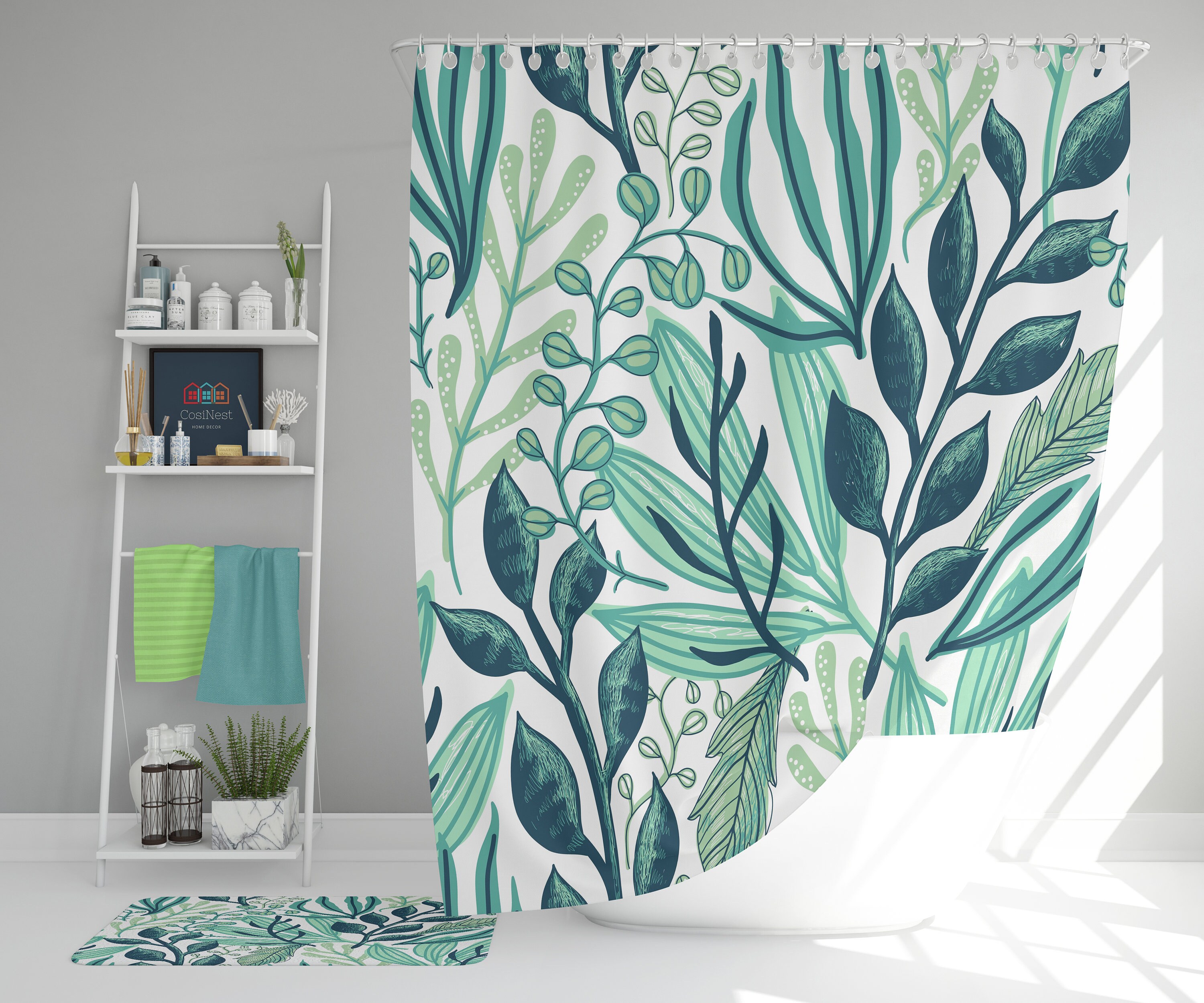 Blue Leopard Spots Shower Curtain - Safari Bathroom Decor