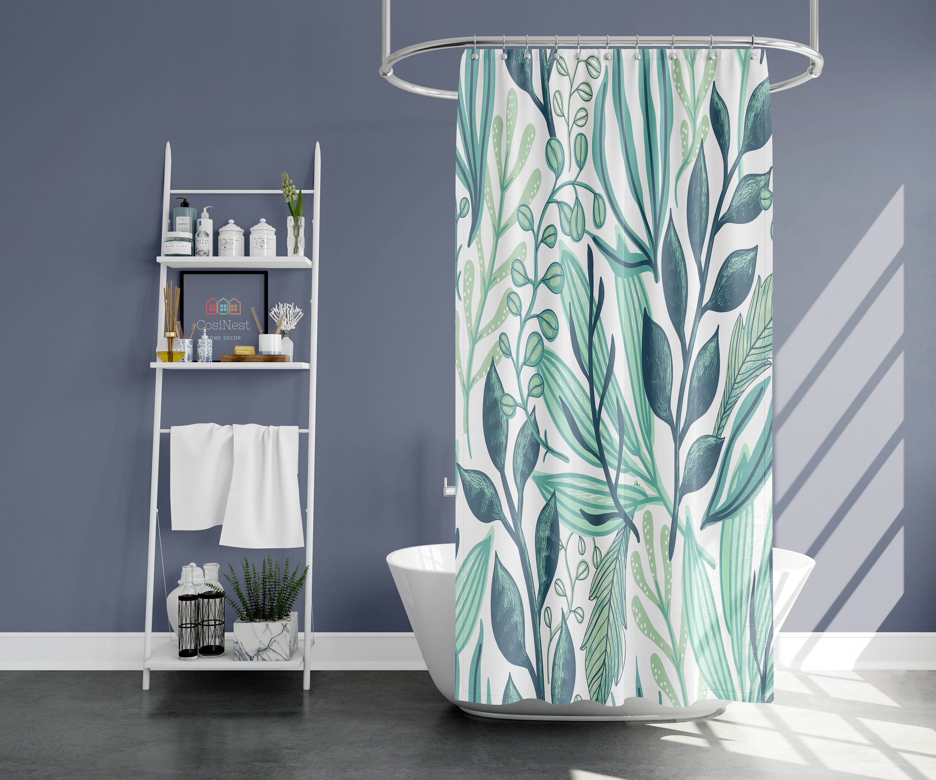 Blue Leopard Spots Shower Curtain - Safari Bathroom Decor