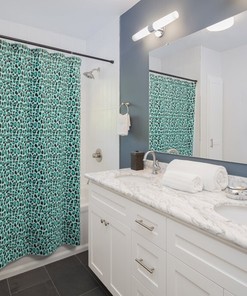 Blue Lighthouse Sailboat Anchor Shower Curtain - Beachy Bathroom Decor