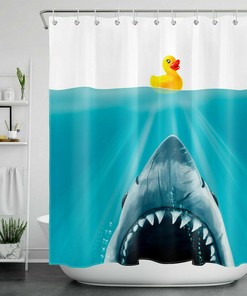 Blue Monstera Leaves Waterproof Shower Curtain - Vintage Bathroom Decor 