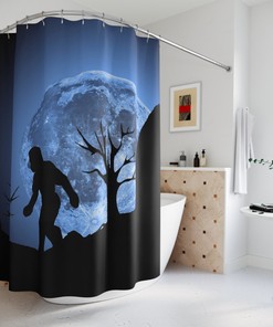 Blue Moon Bigfoot Waterproof Shower Curtain - Unique Bathroom Decor