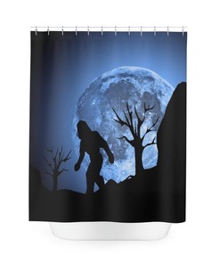 Blue Moon Bigfoot Waterproof Shower Curtain - Unique Bathroom Decor