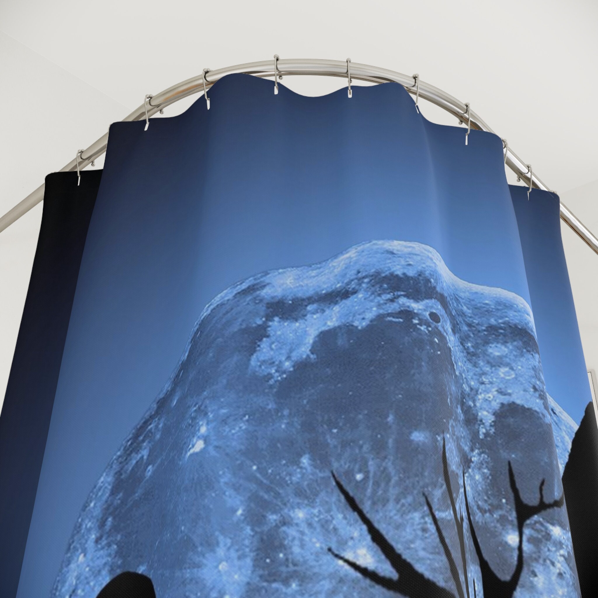 Blue Moon Bigfoot Waterproof Shower Curtain - Unique Bathroom Decor