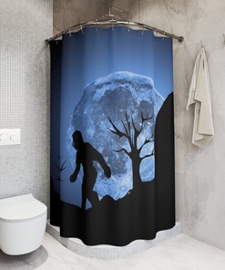 Blue Moon Bigfoot Waterproof Shower Curtain - Unique Bathroom Decor