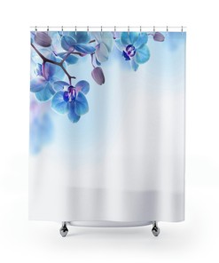 Blue Orchid Shower Curtain - Spring Flowers as Home Decor Gift