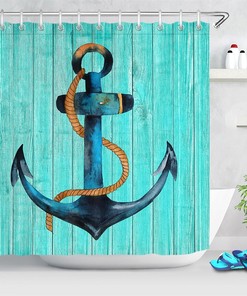 Blue Painted Anchor Shower Curtain Bathroom Decor
