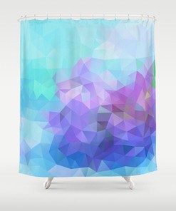 Blue Polygon Mosaic Pattern Lilac Abstract Shower Curtain - Bathroom Decor
