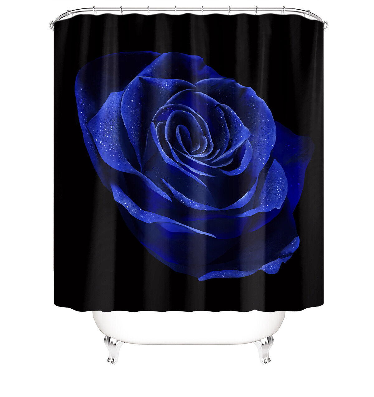 Blue Rose Shower Curtain - Floral Bathroom Decor with Romantic Theme
