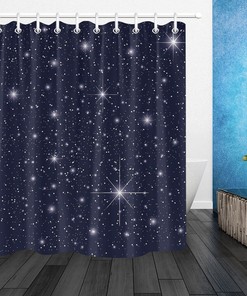Blue Sky Glitter Stars Christmas Shower Curtain - Bathroom Decor