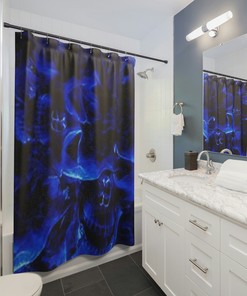 Blue Smoke/Skull Shower Curtain - Bathroom Decor