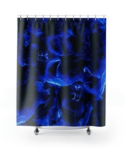 Blue Smoke/Skull Shower Curtain - Bathroom Decor
