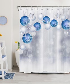 Blue Snowflake Xmas Ball Merry Christmas Shower Curtain - Christmas and Bathroom Decor