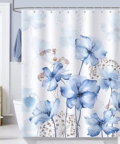Blue Watercolor Floral Shower Curtain for Chic Bathroom Decor