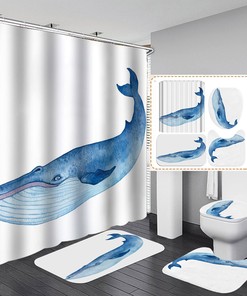 Blue Whale 3D Print Shower Curtain for a Relaxing Bathroom Decor