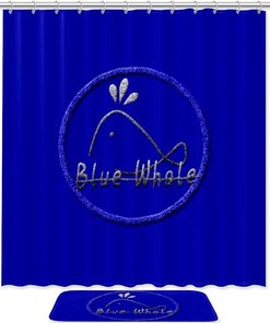 Blue Whale Icon Printing Waterproof Fabric Bathroom Shower Curtain - Home Decor 