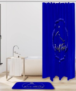 Blue Whale Icon Printing Waterproof Fabric Bathroom Shower Curtain - Home Decor