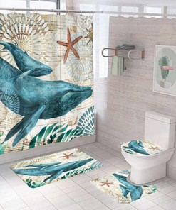 Blue Whale Shower Curtain for Bathroom - Ocean and Bathroom Decor