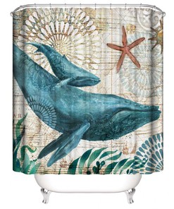 Blue Whale Shower Curtain for Bathroom - Ocean and Bathroom Decor