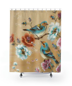 Bluebirds Shower Curtain for Bathroom Decor