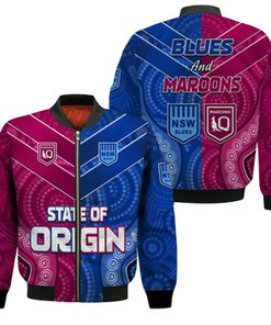 Blues and Maroons Rugby Bomber Jacket Origin NSW Combine Queensland Aboriginal Australian LT13