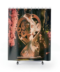Blush Art Deco Sculpture Shower Curtain for Bathroom Decor
