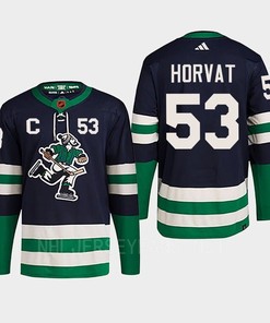 Bo Horvat 53 Reverse Retro 2.0 2022 Vancouver Canucks Navy Jersey Primegreen