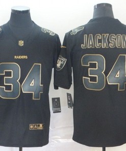 Bo Jackson #34 Oakland Raiders Nfl Explosion Legendary Gold Black Jersey