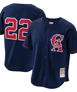 Bo Jackson California Angels Mitchell & Ness Cooperstown Collection Mesh Batting Practice Button-up Jersey - Navy Mlb