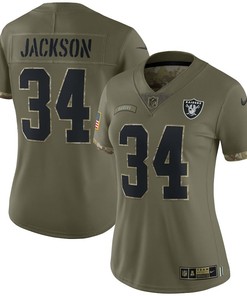 Bo Jackson Las Vegas Raiders Women's 2022 Salute To Service Retired Player Limited Jersey - Olive
