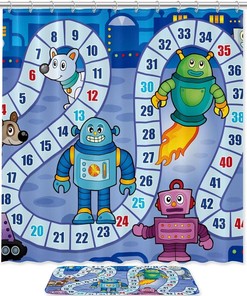 Board Desk Game, Waterproof Shower Curtain for Bathroom Decor
