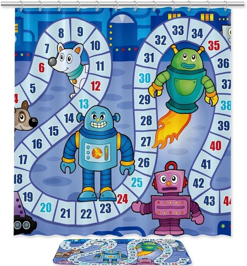 Board Desk Game, Waterproof Shower Curtain for Bathroom Decor