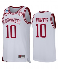 Bobby Portis 10 Arkansas Razorbacks White Jersey Retro Basketball Alumni
