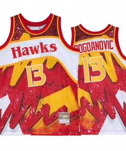 Bogdan Bogdanovic 13 Atlanta Hawks Hyper Hoop Red Jersey Throwback 80s