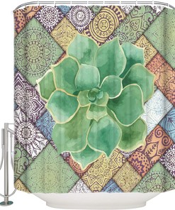Bohemia Succulents Shower Curtain for Home Bathroom Decor
