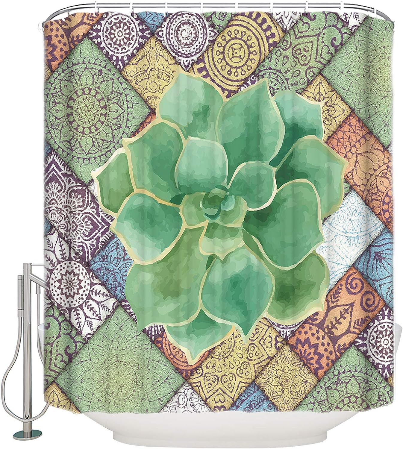 Bohemia Succulents Shower Curtain for Home Bathroom Decor