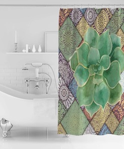 Bohemia Succulents Shower Curtain for Home Bathroom Decor