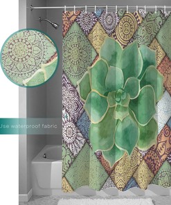 Bohemia Succulents Shower Curtain for Home Bathroom Decor