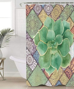 Bohemia Succulents Shower Curtain for Home Bathroom Decor