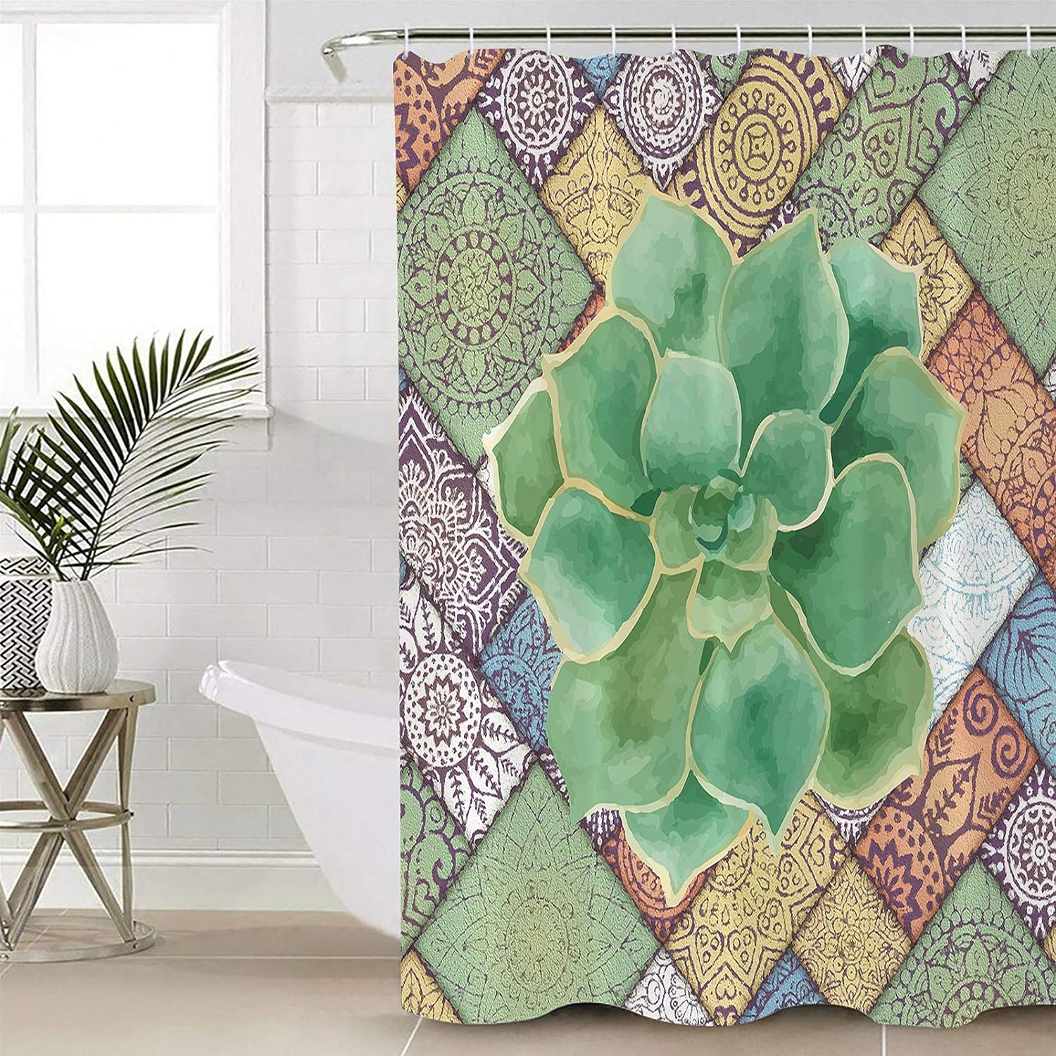 Bohemia Succulents Shower Curtain for Home Bathroom Decor