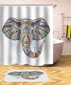 Bohemian Elephant Animal Printed Shower Curtain Waterproof for Bathtub