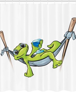 Bohemian Frog Reptile Shower Curtain with Peaceful Garden Print Bathroom Decor