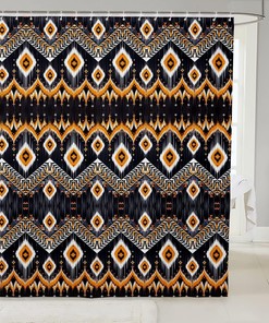 Bohemian Geometric Stripes Shower Curtain for Kids Bathroom 