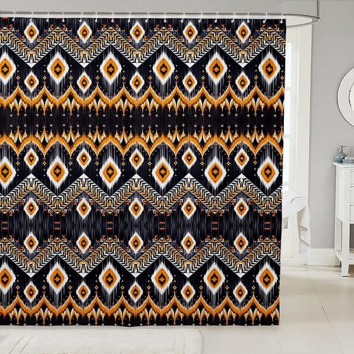 Bohemian Geometric Stripes Shower Curtain for Kids Bathroom