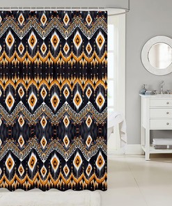 Bohemian Geometric Stripes Shower Curtain for Kids Bathroom