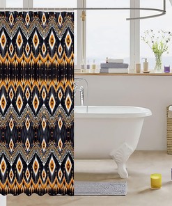 Bohemian Geometric Stripes Shower Curtain for Kids Bathroom 