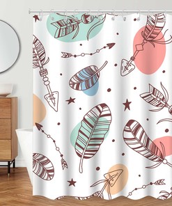 Bohemian Leaf Abstract Minimalist Shower Curtain for Modern Bathroom