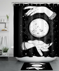 Bohemian Prophet Hands Full Moon Shower Curtain - Spiritual Bathroom Decor