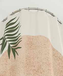 Bohemian Shower Curtain, Contemporary Botanical and Moon Design, Modern Minimalist