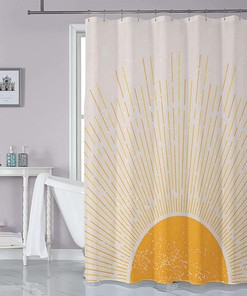 Bohemian Sunrise Shower Curtain, Vintage Mid Century Modern Bathroom Decor