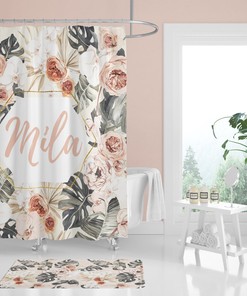 Bohemian Teen Shower Curtain with Tropical Bathroom Theme - Girls Room, Toddler Bathroom